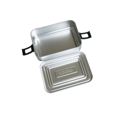 China Portable Aluminum Camping Lunch Box Packing Rectangular Metal Bento Lunch Box for sale