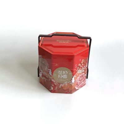 China Chinese Gift Tin Box Classic Style Biscuit Tin Box With Biscuit Handle for sale