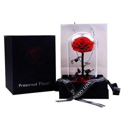 China DIY Gift Every Love Amazon Hot Selling Gift Box Preserved Flowers Eternal Roses in Glass Dome for Valentine's Day Gifts Box for sale