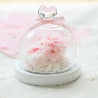 China 2020 New Product Natural Touch Gift Bags Carnation Love Bell Jarsrose Rose In Glass For Gift for sale