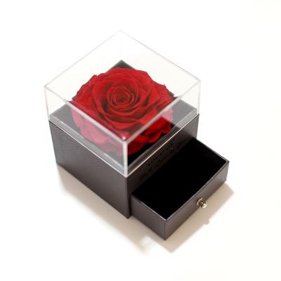 China Durable wholesale new products with pure silver necklace customized rosa eternity simple preserved mounted in acrylic jewelry box for sale