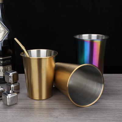 China Sustainable Beer Mug Water Cup 304 Stainless Steel Single Layer Cold Drink Mug for sale