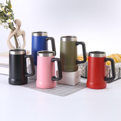 China Durable 304 Stainless Steel Large Capacity Mug With Handle Double-Layer Portable Simple Office Beer Mug Thermal Mug for sale