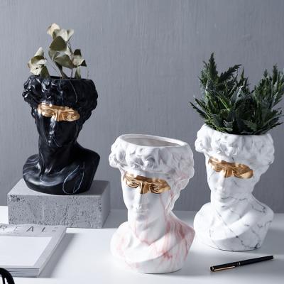 China Beautiful Style Human Face Figurine Plant Pot Italian Nordic Ceramic Home Indoor Head Decorative Planter Ceramic Flower Pots for sale