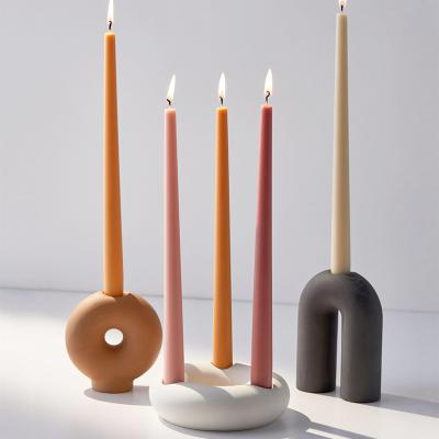 China Unique Wedding Home Decoration Cheap Price Garden Decoration Candlestick Jars Donut Shape Modern Design Creative Decorative Ceramic Candle Holders for sale