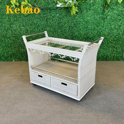 China Modern Classics Cart Wicker Rattan Frame Hotel Furniture Metal Cart Wheel Restaurant Garden Patio Dining Car for sale