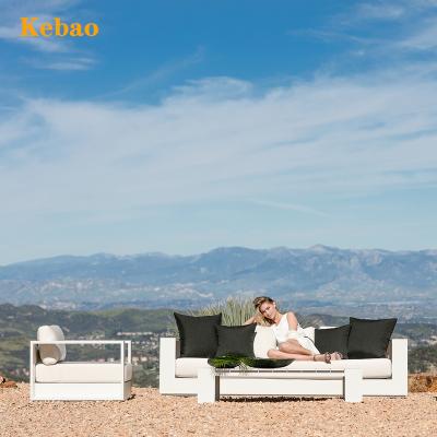 China Modern Luxury Outdoor Villa Furniture White Aluminum Patio Metal Garden Sofa Set for sale