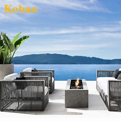 China Modern Outdoor Hotel Luxury Outdoor Living Balcony Balcony Furniture Patio Furniture Rope Backyard Garden Aluminum Sofa for sale