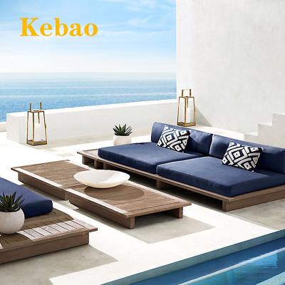 China Modern luxury outdoor garden furniture teak comfortable outdoor chair and 3 seater wooden outdoor sofa patio sofa for sale