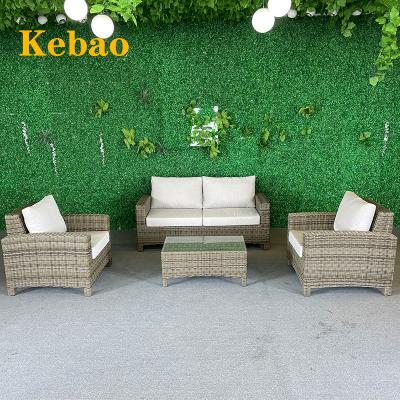 China Wholesale Modern Outdoor Living Room Wicker Patio Villa Rattan Sofa Furniture 4PCS Yard Leisure Patio Garden Sofa for sale