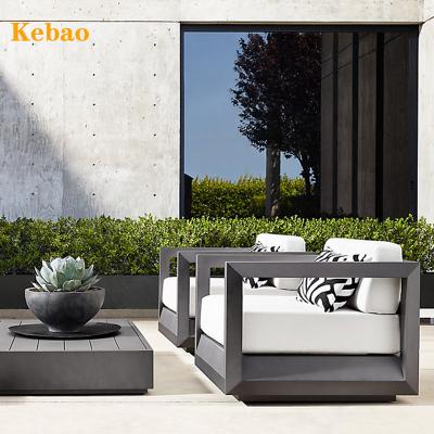 China Modern Luxury Metal All Weather Aluminum Outdoor Outdoor Sofa Living Room Garden Sofa Black Aluminum Sofa Set for sale