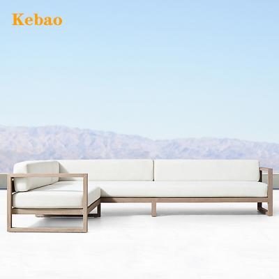 China Modern Wood Patio Garden Sets L Shaped Luxury Sofa Set Outdoor Teak Wood Sofa Hotel Hotel Sectional Sofa for sale