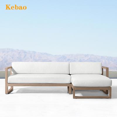 China Modern Luxury Modern Outdoor Furniture Teak Wood Garden Set Solid Wood Living Room Left-Arm Sectional Sofa Teak Outdoor Sofa for sale