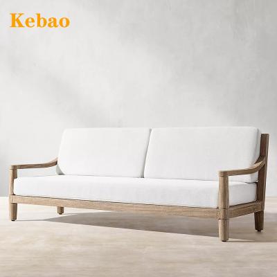 China Living Room Sectional Sofa Garden Furniture Modern Luxury Outdoor Waterproof Patio Teak Wood Solid Wood Three Seater Sofa for sale