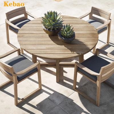 China Modern Luxury Outdoor Teak Furniture Patio Dining Set Around Solid Wood Teak Outdoor Dining Table and Chair Set for sale