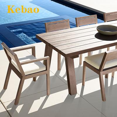 China Modern Luxury Outdoor Teak Furniture Natural Teak Dining Set Patio Solid Wood Backyard Dining Chairs And Table Set for sale