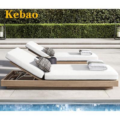 China Modern Luxury Outdoor Wood Garden Furniture Outdoor Hotel Pool Sun Sofa Chair Teak Folding Teak Wood Chaise Lounge for sale