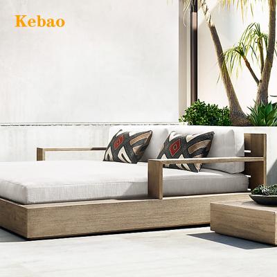 China Modern New Arrival Luxury Hotel Furniture Lounge Pool Lounge Chair Sun Teak Wooden Bed All Weather Outdoor Daybed for sale