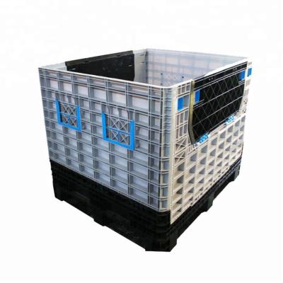 China Caja de paletas de plástico plegable de tipo HDPE de cara única para almacenamiento de baterías de automóviles en venta