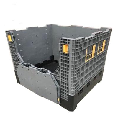 China 1210H1000A Plastic Folding Pallet Box with 1Ton-4Ton/layer Capacity and Foldable Design for sale