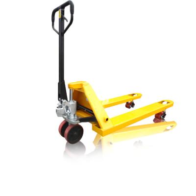 China HUADING 2 Ton Hand Pallet Truck Yellow Steel 3 Ton Manual Forklift with Import Pump for sale