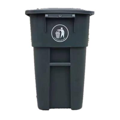 China Outdoor Plastic Garbage Waste Bin Bulk Round Sustainable 200 Liter Wheely Bin Rolling Cover Type for sale