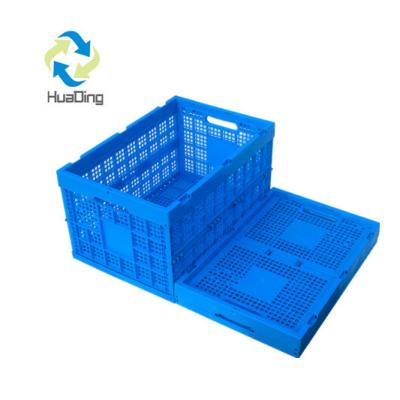 China Caja de almacenamiento azul Caja de frutas de plástico plegable de malla Cesta de lavandería de 30 kg Capacidad en venta