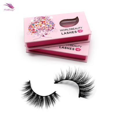 China Worldbeauty Style 3D Natural Soft Warm False Mink Fiber Strip Fluffy Eyelashes for sale