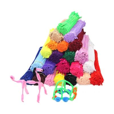 China Hot Selling Diy Craft Art Kids Stem Wire Craft Toy Single Color Sticks Chenille Rods Fluffy Pipe Removers for sale