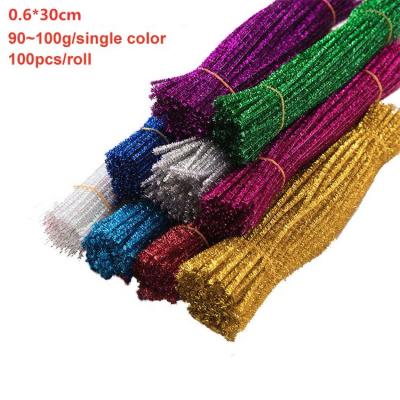 China Educational Handmade Simple Toy Chenille Pipe Cleaner Colored Glitter Chenille Stem Roll DIY Craft Art Wholesale Children for sale