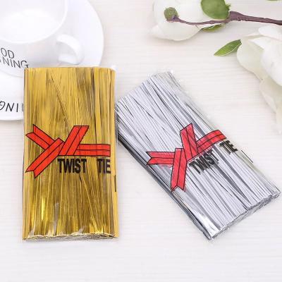 China 2019 12cm gift plastic multicolor metallic twist tie for bread bag twist tie or decorative candy lollipop cake bag for sale