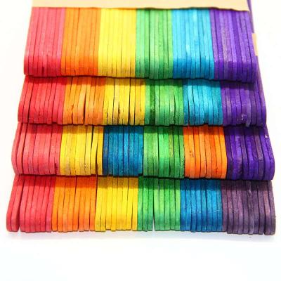 China Stocked hot sale color art ice cream stick for kids play wooden color ice cream stick 50pcs/bundle for sale