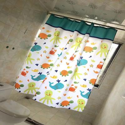 China Stocked Wholesale Custom Printing Waterproof Bathroom Textile Fabric Polyester Bath Shower Curtain Sets for sale