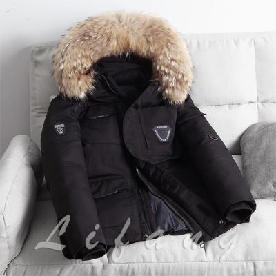 China Viable Fashion Casual Men's Thick Warm White Duck Down Jacket Winter Coat Luxury Windproof Hooded Jacket for sale