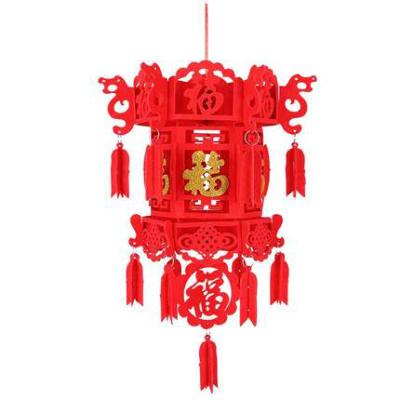 China Handmade Chinese Traditional Spring Festival Wedding Lanterns Hanging Fabric Felt Lanterns For Decoration for sale