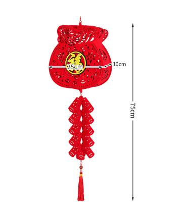 China Handmade Wholesale Party Decorations Red Non Woven Felt Chinese Lantern for sale