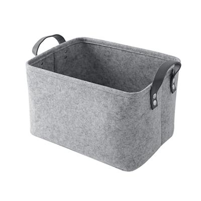 China Viable Wholesale Cheap Handmade Felt Woven Storage Box Organizers Felt Folding Fabric Storage Basket for sale