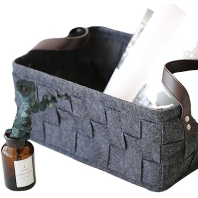 China Sustainable High Quality Handmade Folding Storage Basket Woven Felt Storage Basket for sale