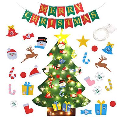 China Christmas Decoration Cheap Price Artificial Felt Christmas Tree DIY Felt Gifts Felt Wall Tree for sale