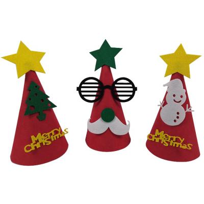 China High-grade Christmas decoration products felt colorful cartoon children's DIY Christmas hat non-woven Christmas hat for sale