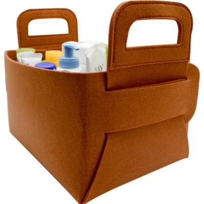 China Portable High Quality Recycled Foldable Handmade Felt Woven Storage Basket Bag for sale