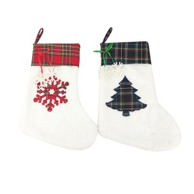 China Canvas Christmas Ornaments Christmas Socks Cotton Gift Bags for sale