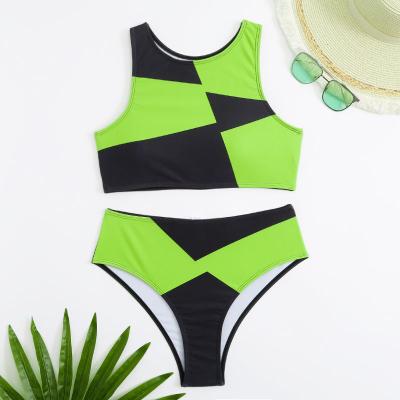 China OEM Sexy Solid Cut Swimwear Ring Chain Bodysuits Swimming Bandeau Bikini Bandeau Monokini 2023 Breathable String Two Piece Swimwear OEM Tops for sale