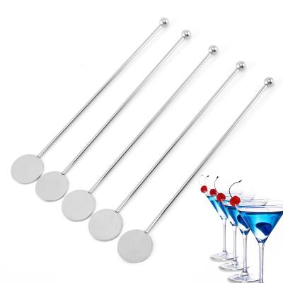 China Viable Wholesale Stainless Steel Cocktail Sticks Bar Tools Drink Stirring Cocktail Stick for sale