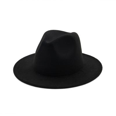 China Wholesale 2022 Fashion Classics Wide Brim Wool Felt Fedora Men Hats For Women And Two Tone Autumn Winter Vintage Jazz Fedora Hats for sale