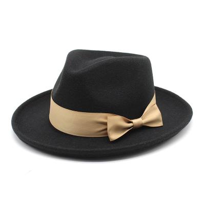 China Fashion Wholesale Wool Fedora Hats For Women And High Quality Luxury Men Wrap Vintage Wide Brim Jazz Solid Color Fedora Hats for sale