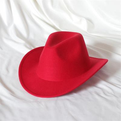 China Character Classics Roll Overworked Cowboy Hat For Women Fashion Wide Brim Wool Felt Fedora Hat Vintage Jazz Panama Fedora Hats For Men for sale