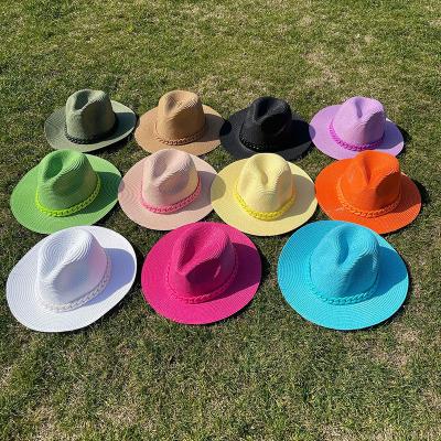 China High Quality Custom Made Straw Hats For Women Classics Solid Straw Hats For Women Classics Outdoor Casual Checked Straw Hats Vintage Wide Brim Travel Vintage Beach Party Umbrella for sale