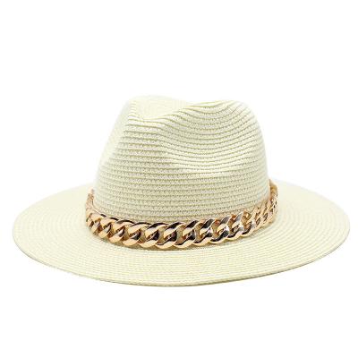 China High Quality Wide Summer Checked Straw Women Umbrella Party Jazz Straw Hats Vintage Outdoor Casual Handwork Solid Color Brim Custom Made for sale