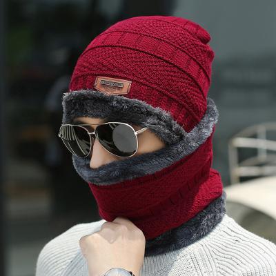 China COMMON Soft Thicken Wool Ski Hat Men Warm Hats Neck Warm Winter Kitted Hat Set Men Beanie Mens For Winter Warm for sale